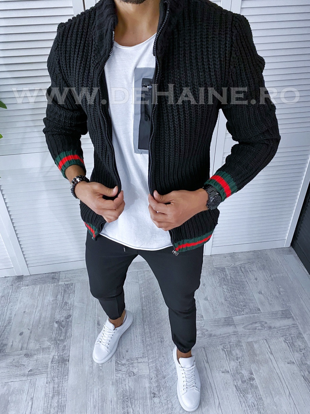 Hanorac barbati negru slim fit t3541 10-6
